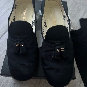 Chanel fabric tassel loafer size 42